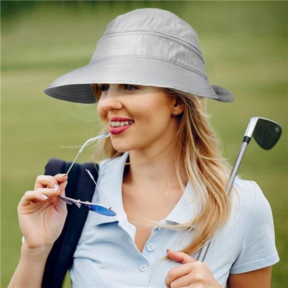 3 Pieces Women\'s Cap 2 in 1 Women Wide Brim Sun Visor Hat UV Sun Protection main image 5